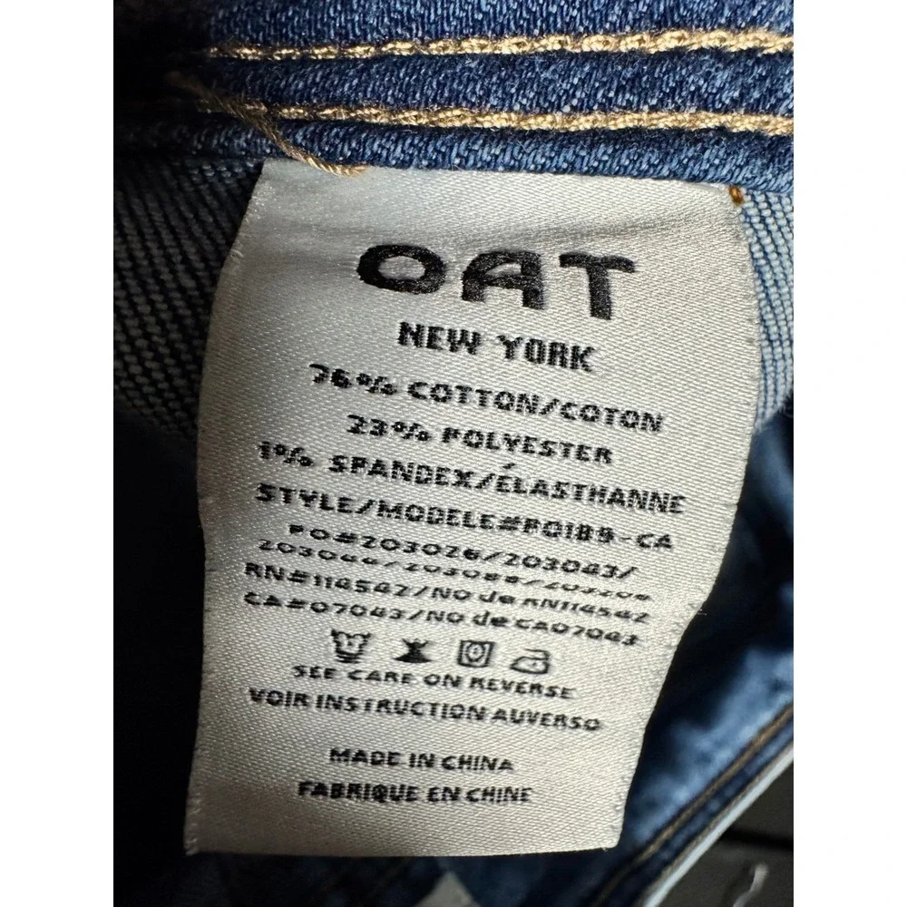 OAT New York Women Blue Wide Leg Patch Pocket Jeans Size 0/25 Boho Indie Coastal